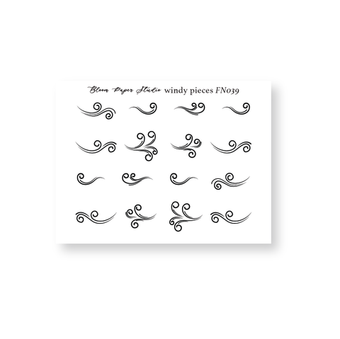 FN039 Foiled Windy Pieces Planner Stickers
