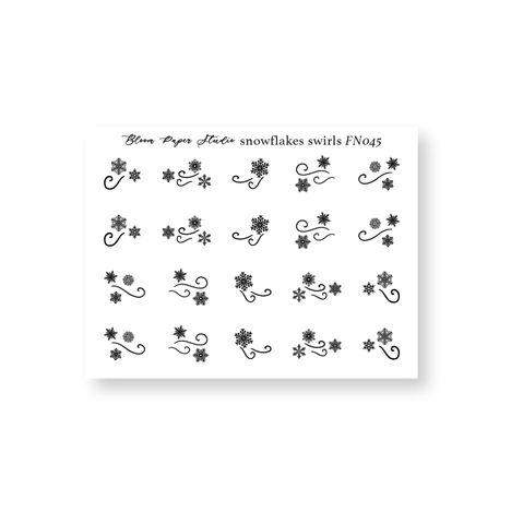 FN045 Foiled Snowflake Swirls Planner Stickers