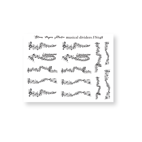 FN048 Foiled Musical Dividers Planner Stickers