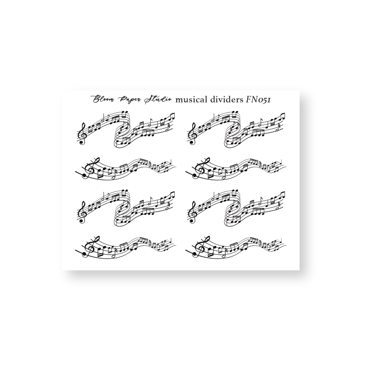 FN051 Foiled Musical Dividers Planner Stickers