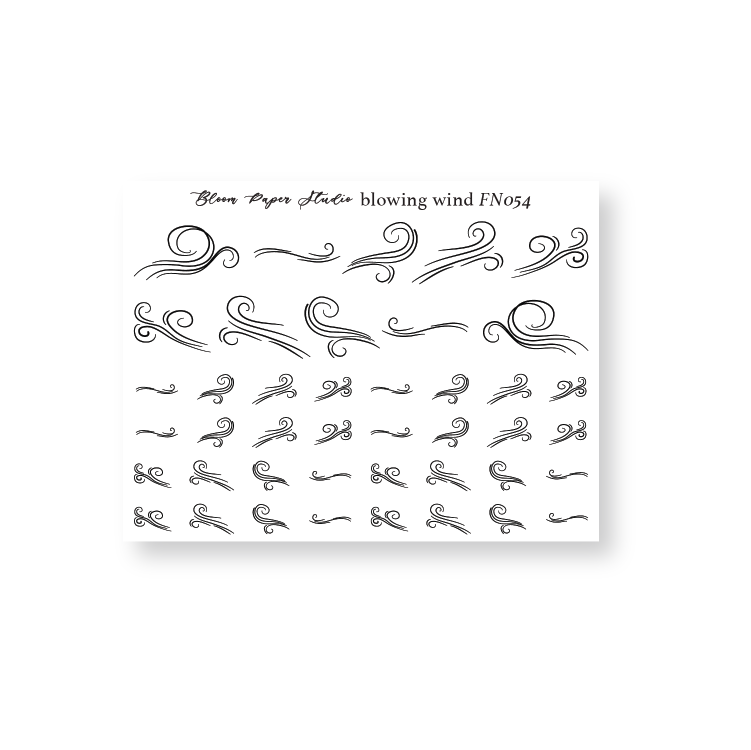 FN054 Foiled Blowing Wind Planner Stickers