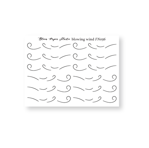 FN056 Foiled Blowing Wind Planner Stickers