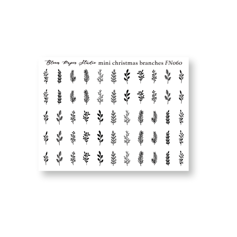 FN060 Foiled Mini Christmas Branches Planner Stickers