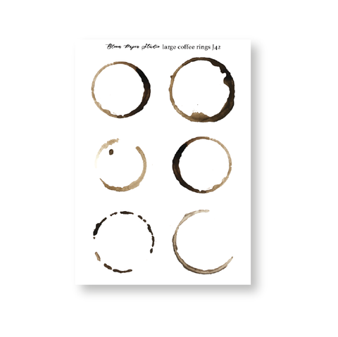 JQ42 Large Coffee Rings Journaling Planner Stickers