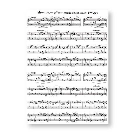 FWQ25 Foiled Sheet Music Washi Paper Stickers