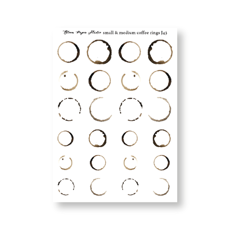 JQ43 Small & Medium Coffee Rings Journaling Planner Stickers