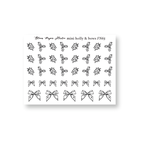 FN065 Foiled Mini Holly & Bows Planner Stickers