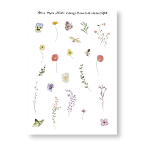 JQ88 Vintage Flowers & Stems Journaling Planner Stickers