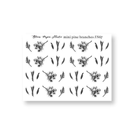 FN067 Foiled Mini Pine Branches Planner Stickers
