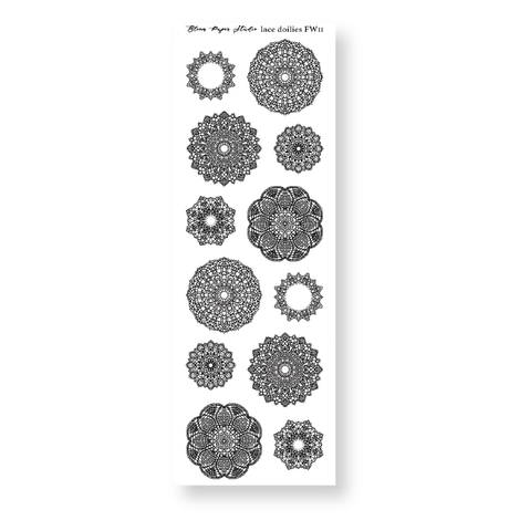 FW11 Foiled Lace Doilies Planner Stickers