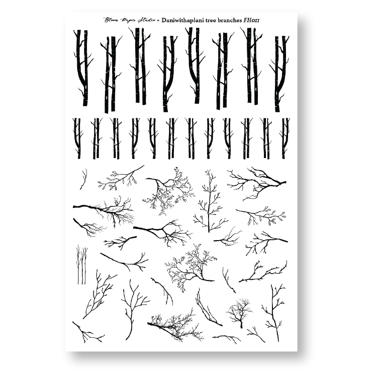 FH011 Foiled Winter Tree Branches Planner Stickers (Daniwithaplani Collab)