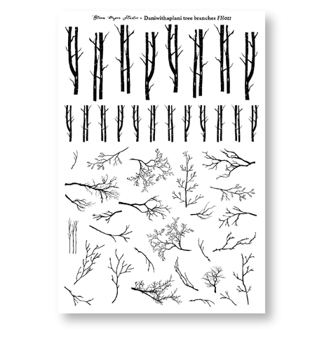 FH011 Foiled Winter Tree Branches Planner Stickers (Daniwithaplani Collab)