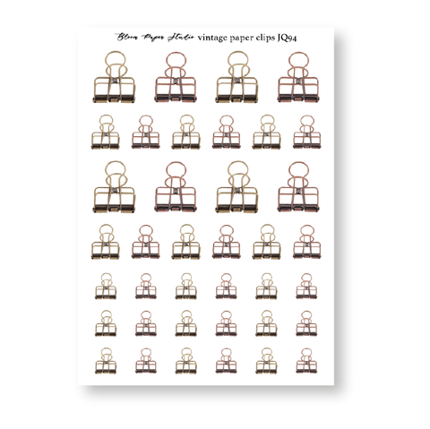 JQ94 Vintage Paper Clips Journaling Planner Stickers