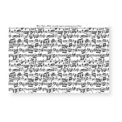 FH47 Foiled Tearable Music Washi Paper Planner Journal Stickers 3.0