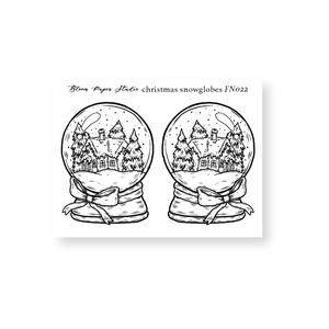 FN022 Foiled Christmas Snow Globes Planner Stickers