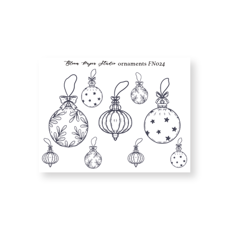 FN024 Foiled Christmas Ornaments Planner Stickers