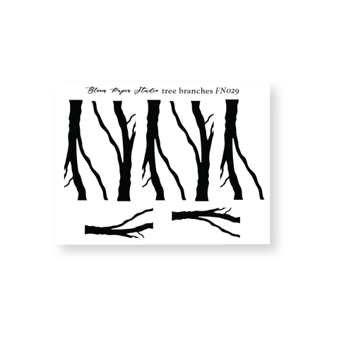 FN029 Foiled Winter Tree Branches Planner Stickers