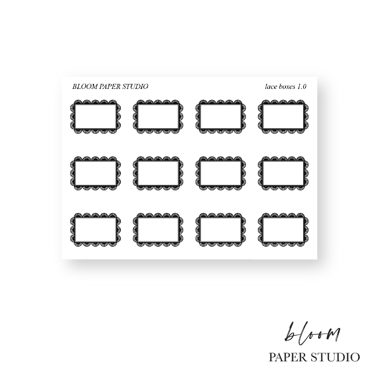 Foiled Lace Box Planner Stickers 1.0 (mini) – Bloom Paper Studio