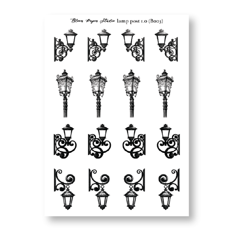 FQ003 Lamp Post 1.0 Foiled Planner Stickers