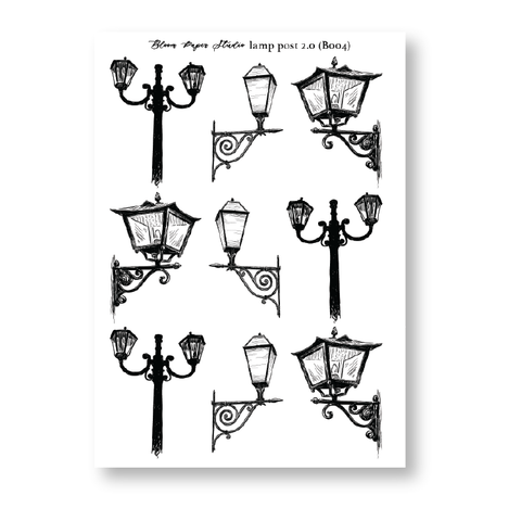 FQ004 Lamp Post 2.0 Foiled Planner Stickers