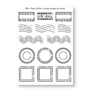 FQ014 Vintage Stamps 4.0 Foiled Planner Stickers