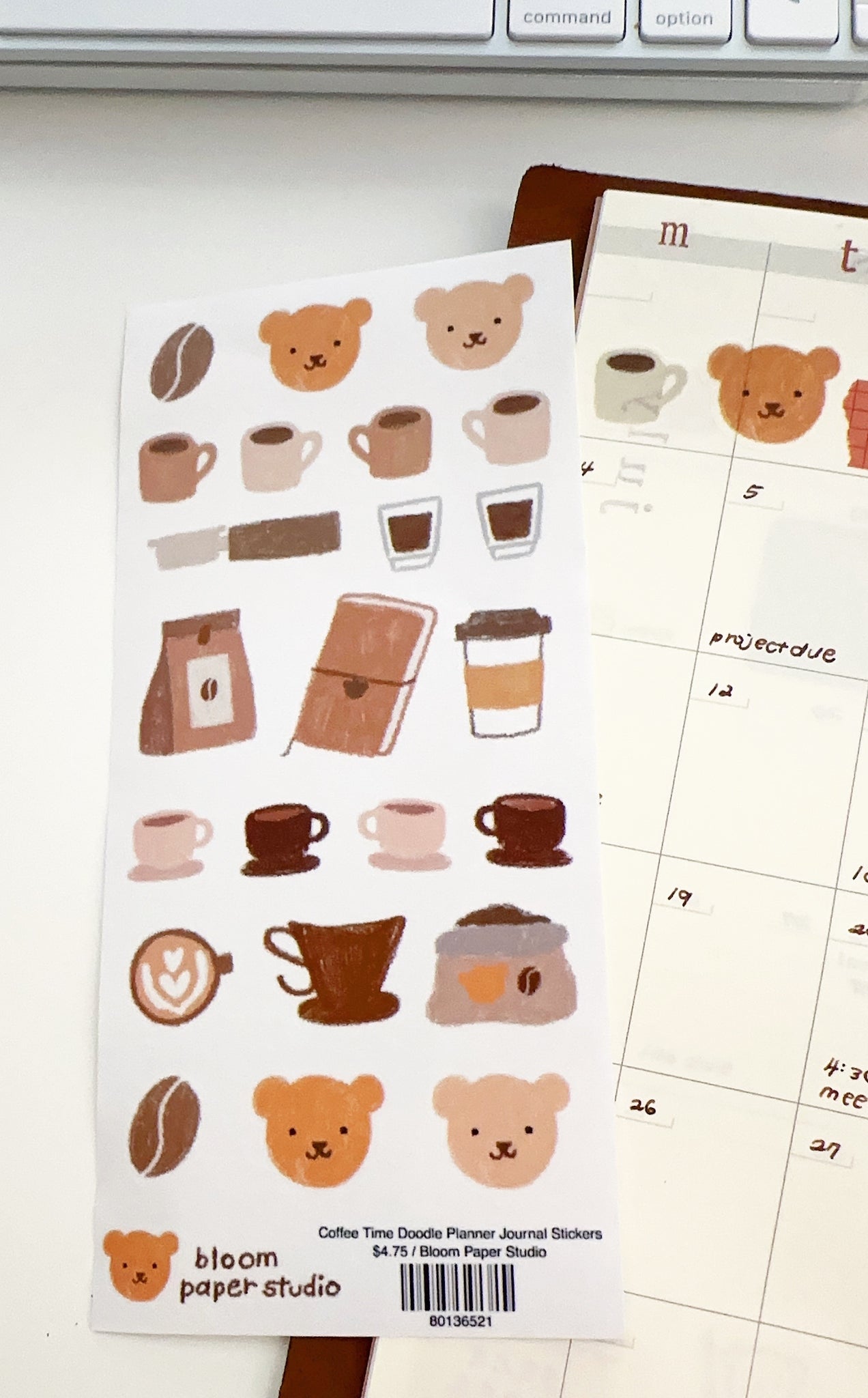Coffee Time Doodle Planner Journal Stickers