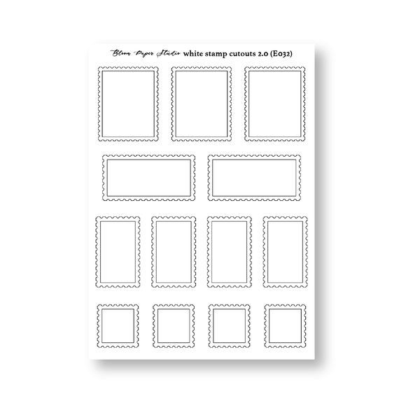 J032 White Stamp Cutouts 2.0 Journaling Stickers