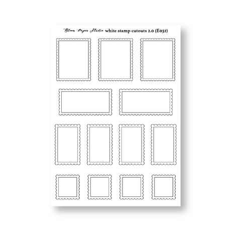 J032 White Stamp Cutouts 2.0 Journaling Stickers