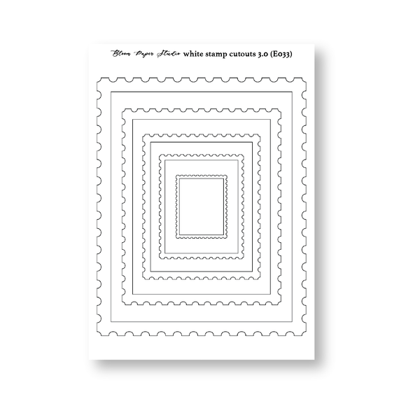 J033 White Stamp Cutouts 3.0 Journaling Stickers