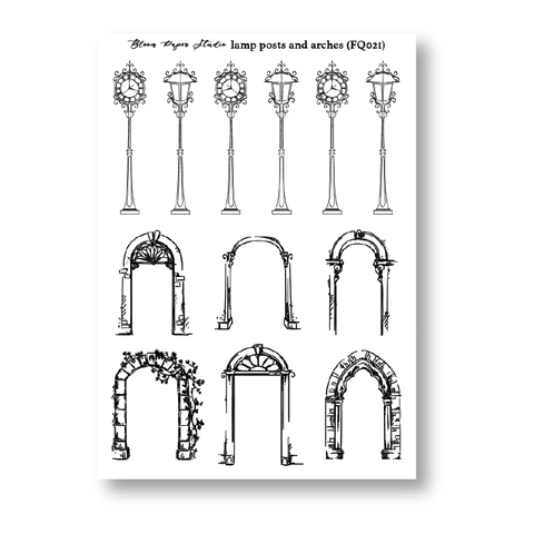 FQ021 Lamp Posts and Arches Foiled Planner Stickers