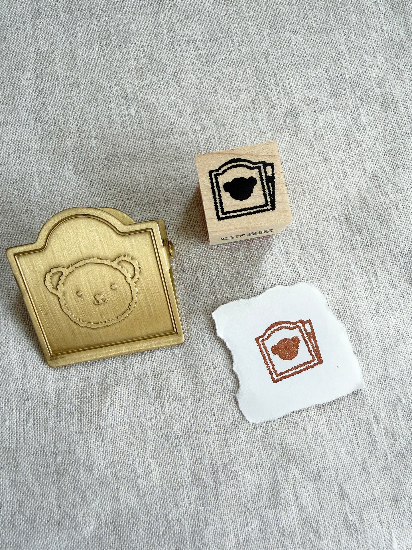Bear Brass Clip Wooden Stamp