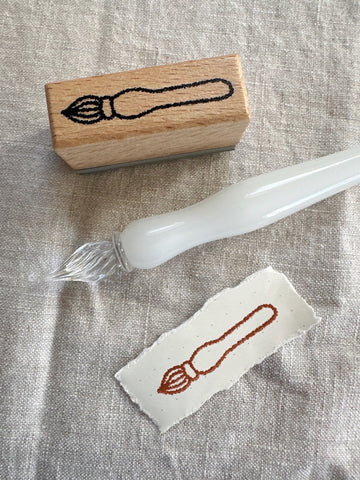 Glass Dip Pen Wooden Stamp
