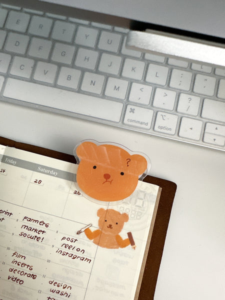 Double Sided Beary Confused Acrylic Clip