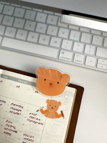 Double Sided Beary Confused Acrylic Clip