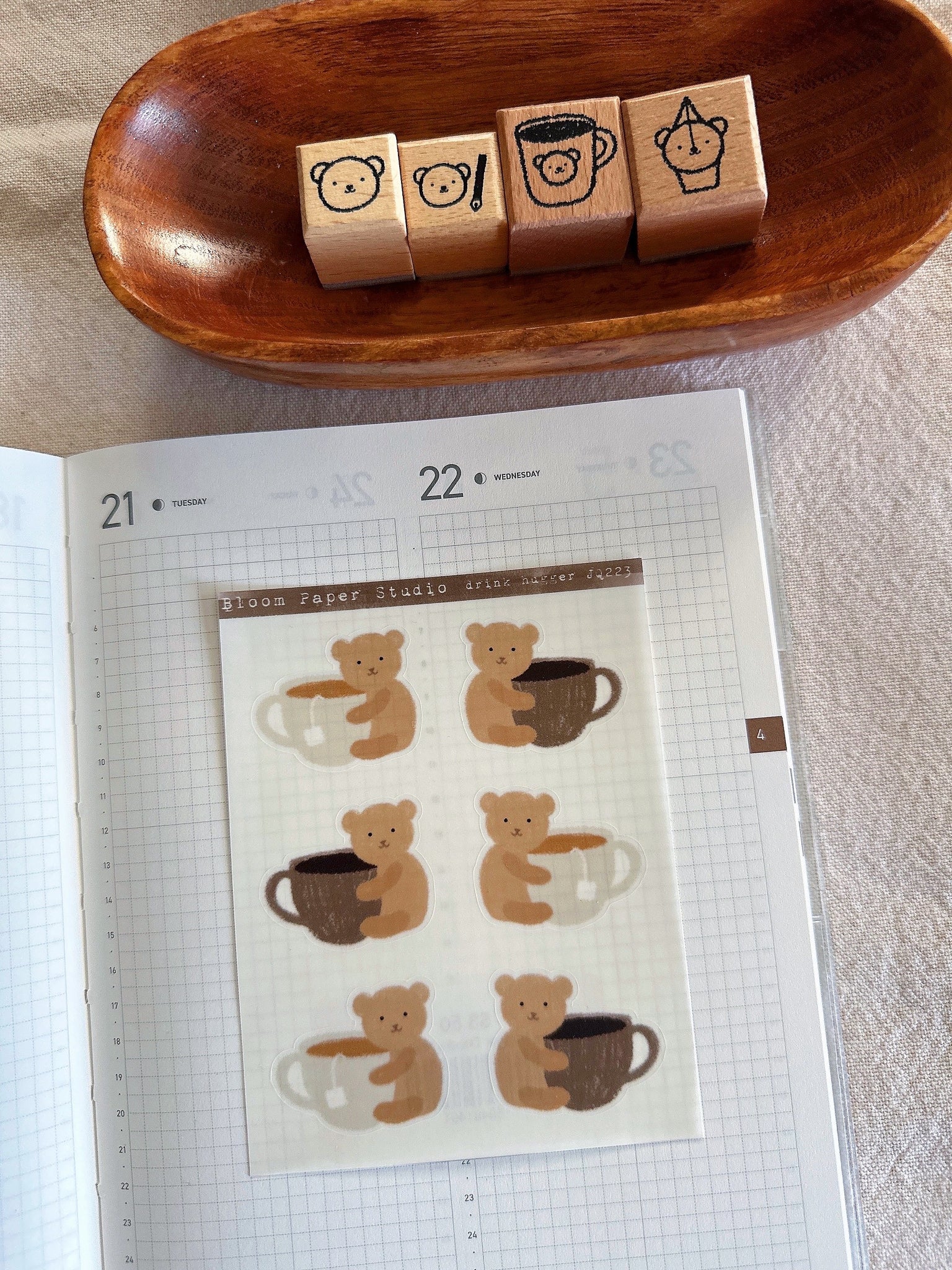 Bear Drink Hugger Doodle Planner Stickers
