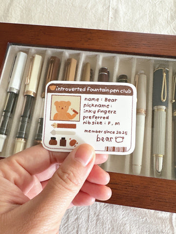 Introverted Fountain Pen Club ID Die Cut Sticker