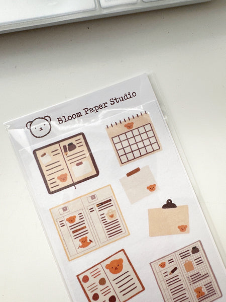Bear's Journal Spreads Sticker Sheet