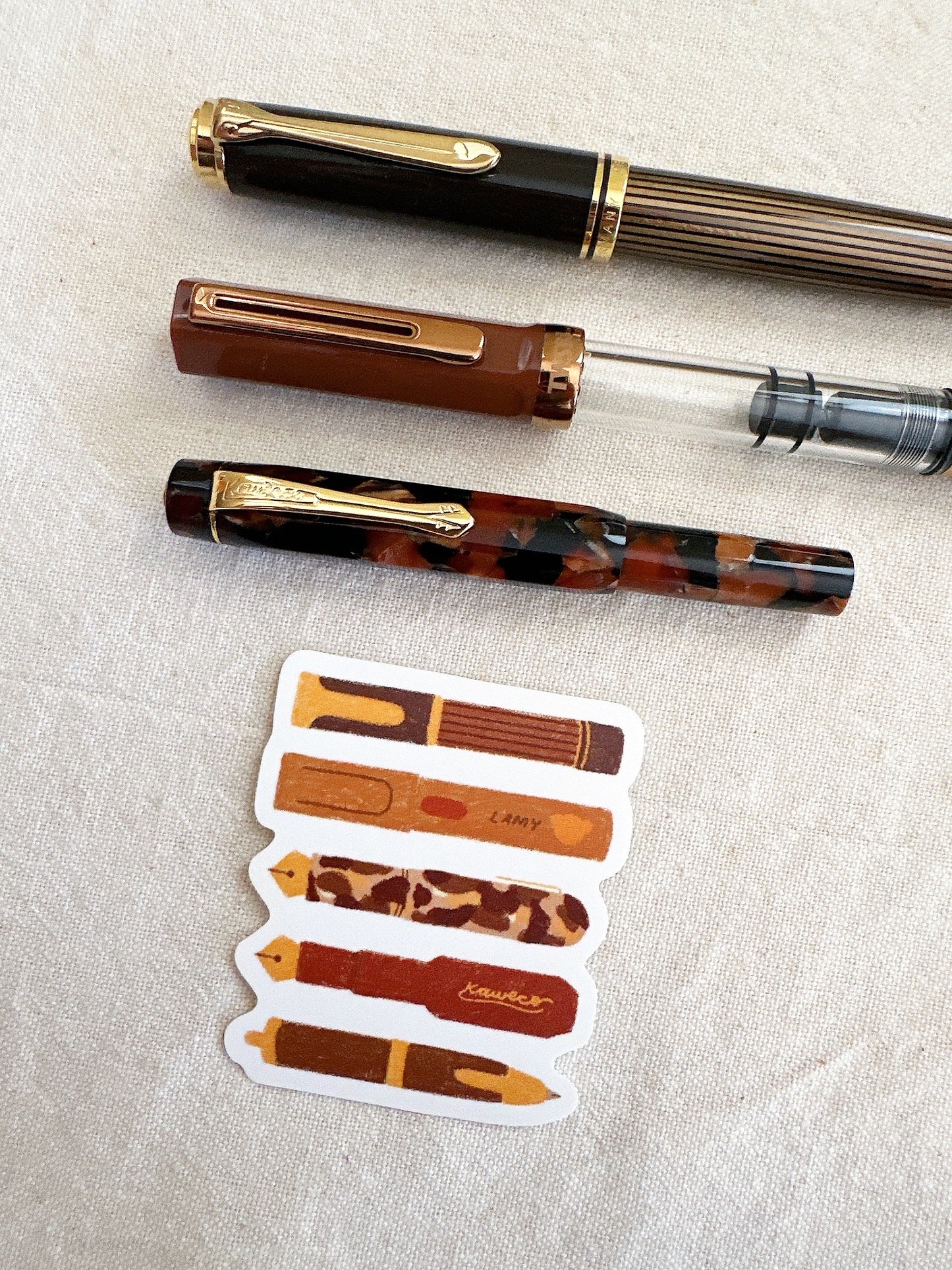 Bear's Pen Stack Die Cut Sticker