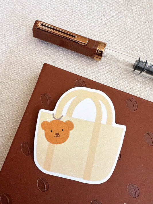 Teddy Charm Planner Bag Die Cut Sticker