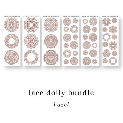 CW07-CW12 Lace Doily Journaling Planner Stickers (Hazel) Bundle