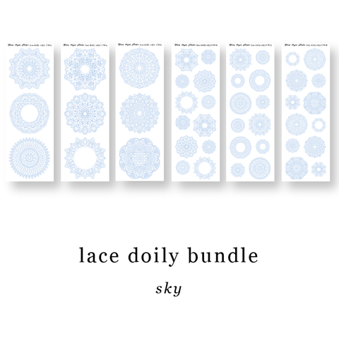 CW013-CW18 Lace Doily Journaling Planner Stickers (Sky) Bundle
