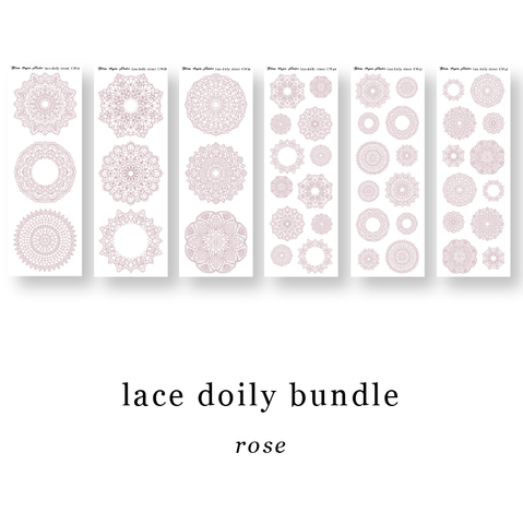 CW37-CW42 Lace Doily Journaling Planner Stickers (Rose) Bundle