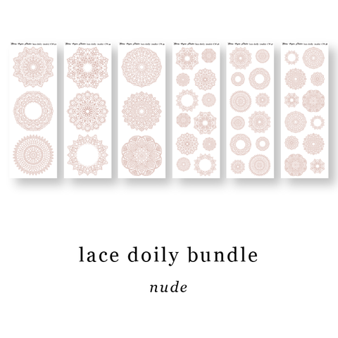 CW43-CW48 Lace Doily Journaling Planner Stickers (Nude) Bundle