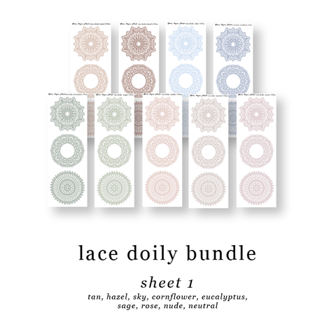 CW Lace Doily Journaling Planner Stickers Sheet 1 Bundle