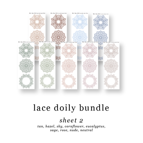 CW Lace Doily Journaling Planner Stickers Sheet 2 Bundle