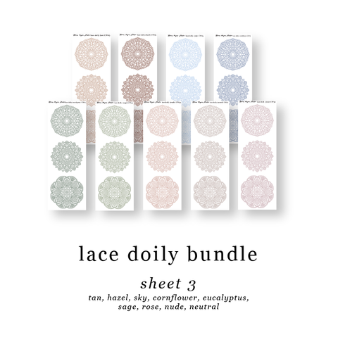 CW Lace Doily Journaling Planner Stickers Sheet 3 Bundle