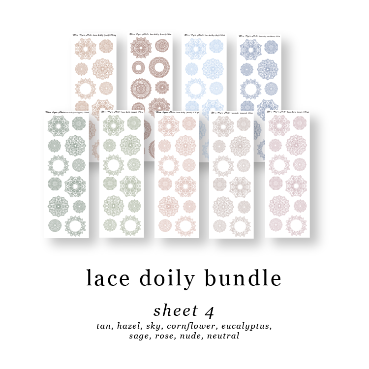 CW Lace Doily Journaling Planner Stickers Sheet 4 Bundle