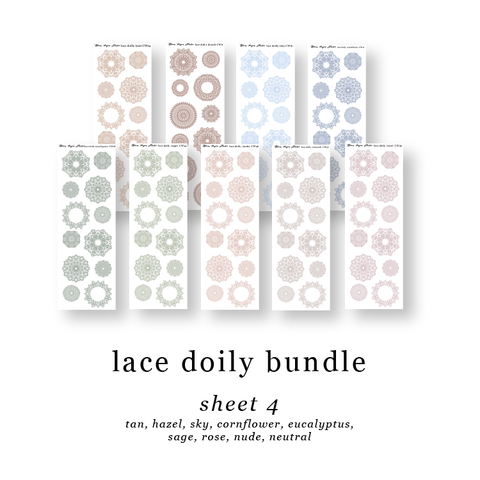 CW Lace Doily Journaling Planner Stickers Sheet 4 Bundle