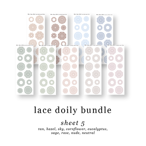 CW Lace Doily Journaling Planner Stickers Sheet 5 Bundle