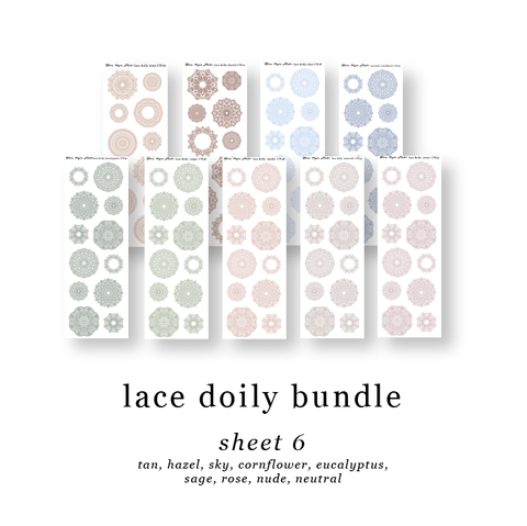 CW Lace Doily Journaling Planner Stickers Sheet 6 Bundle